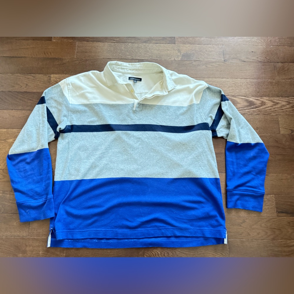 BR Blue and Gray Striped Long Sleeve Shirt